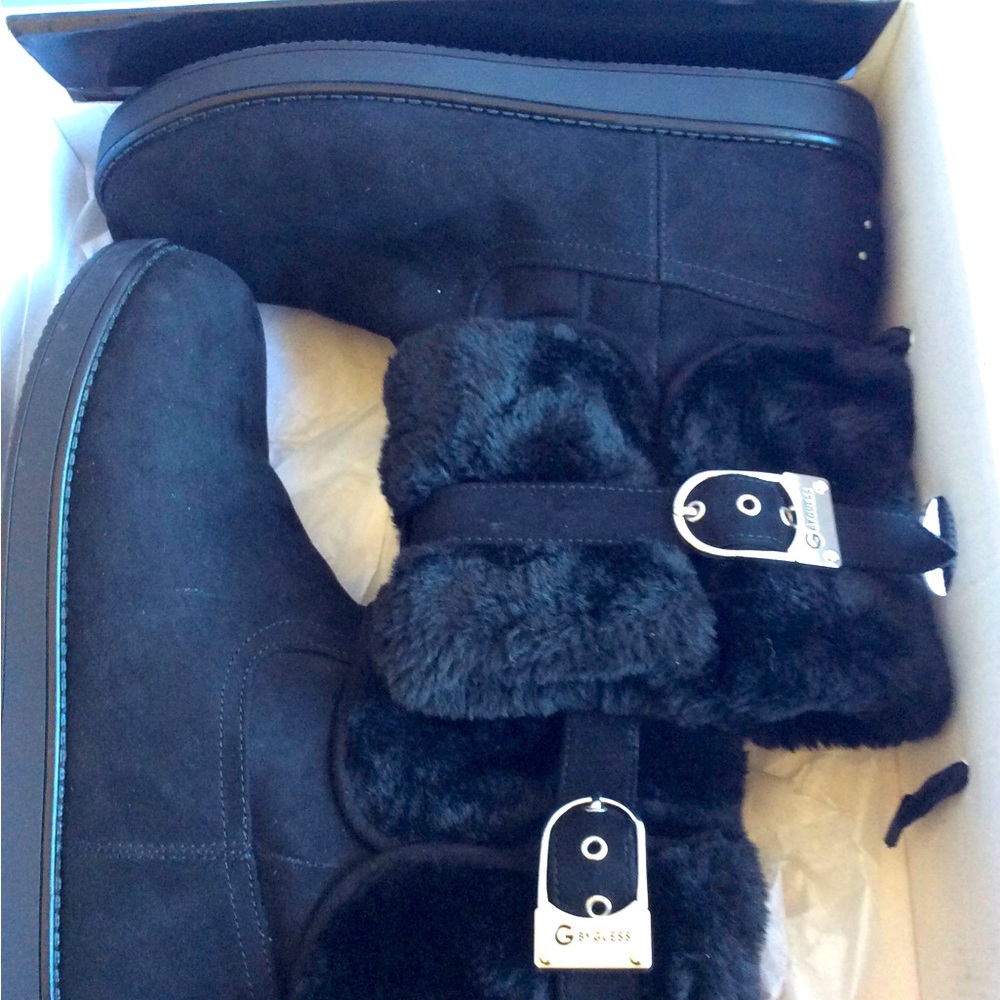 Black Ankle Guess Boots worn once selling in original Box Size 9